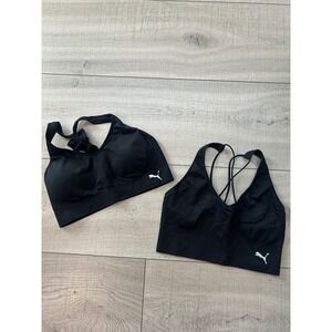 NWOT Puma Seamless Sports Bra Set 2 Pack Black Medium Racerback Strappy Ribbed